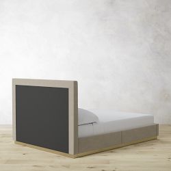 Brooklyn Nontufted Upholstered Storage Bed &amp; Headboard with Nailheads