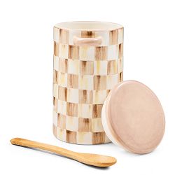 MacKenzie-Childs Mocha Check Farmhouse Canister