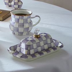 MacKenzie-Childs Violet Check Butter Box