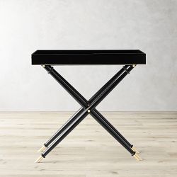 Lacourte Butler Tray With Stand, Ebony, Antique Brass