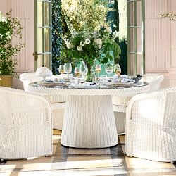 AERIN x Williams Sonoma Home East Hampton White Dining Table and Chairs (60")