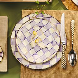 MacKenzie-Childs Violet Check Dinner Plates, Set of 4
