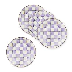 MacKenzie-Childs Violet Check Dinner Plates, Set of 4