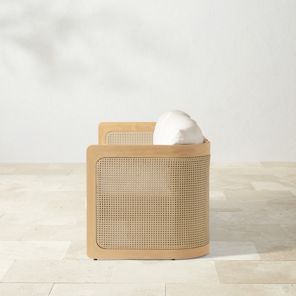 Side view of Capitola outdoor armchair with woven panel