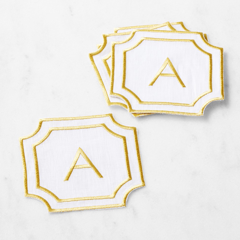 Cartouche Monogram Coasters, Set of 4 - Set of 4, A