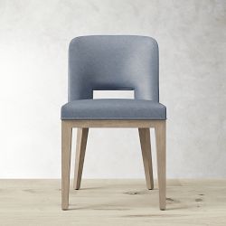 OPEN BOX: Saratoga Upholstered Curved Back Dining Side Chair, Smokey Blue, Heritage Grey