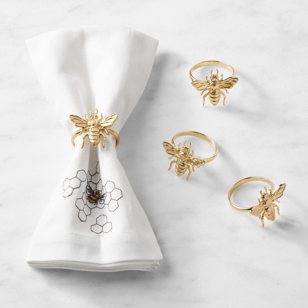 Gold Bee Napkin Rings, Set of 4 - Set of 4
