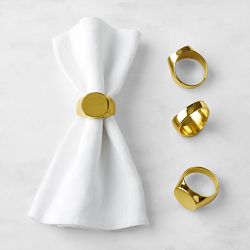 Signet Napkin Rings, Set of 4, Gold