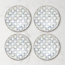 MacKenzie-Childs Sterling Check Chargers Set of 4