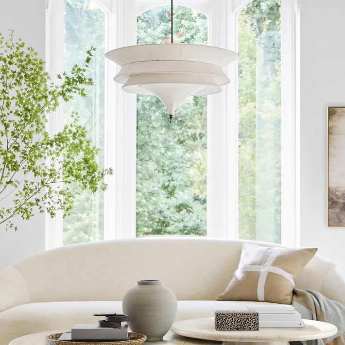Aster Chandelier – Ivory Silk Lighting | Williams Sonoma