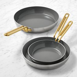 GreenPan™ Stanley Tucci™ Stainless-Steel Ceramic Nonstick Fry Pans, Set of 3