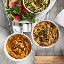 Buffalo Chicken, Caramelized Onion, &amp; Spinach Artichoke Dip Trio