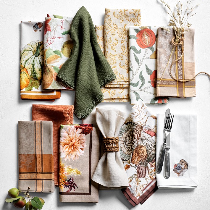 WILLIAMS-SONOMA 布ナプキン4枚セット Fringed Cloth Napkins - Set of 4 | Williams Sonoma