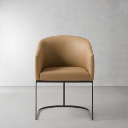 Bradley Upholstered Curved Back Dining Armchair, Taupe