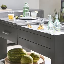 Larnaca Outdoor Slate Grey Metal Prep Table (58")