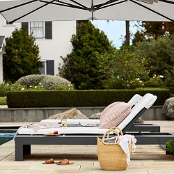 Larnaca Slate Grey Metal Chaise with Built in Table