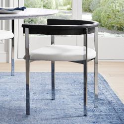 Tulip Upholstered Dining Armchair, Polished Nickel/Ebony