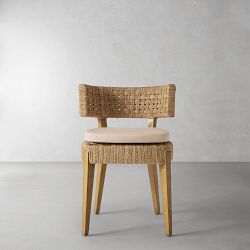Santorini Side Chair Cushion, Standard, Sunbrella Performance Canvas, Flax