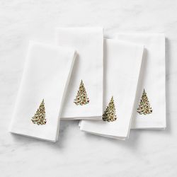 Embroidered Holiday Napkins, Set of 4, Noel