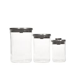 OXO POP Steel 3-Piece Canister Set, Steel & Graduated Glass