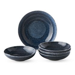 Cyprus Reactive Glaze Pasta Bowl Set with Serving Bowl, Blue