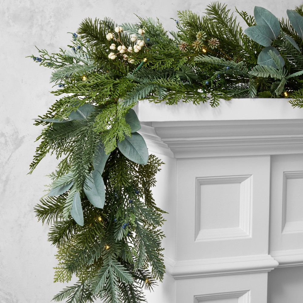 Winter Greens Faux Wreath & Garland