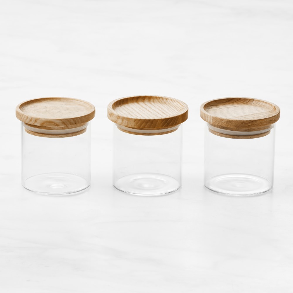 Hold Everything Stackable Spice Jars - Ashwood, Set of 3
