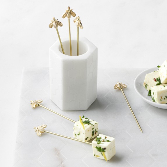 Marble & Brass Bee Cocktail Picks Set | Williams Sonoma