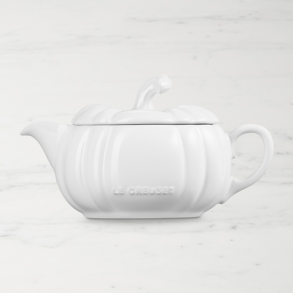 Le Creuset Stoneware Pumpkin Gravy Boat - White
