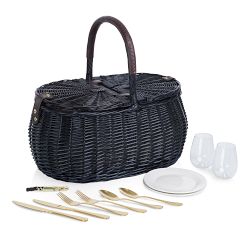 Evening Picnic Basket with Service for Two, Black