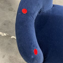 OPEN BOX: Saratoga Dining Curved Back Counter Stool, Performance Velvet, Lapis, Nutmeg