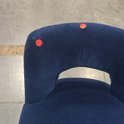 OPEN BOX: Saratoga Dining Curved Back Counter Stool, Performance Velvet, Lapis, Nutmeg