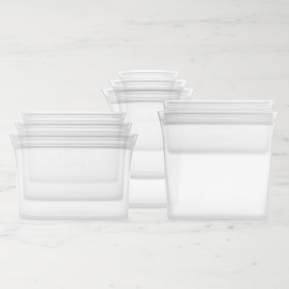 Zip Top 8-Piece Reusable Silicone Food Storage Set - Frost