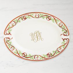Pickard Winter Festival Oval Platter with Gold Monogram