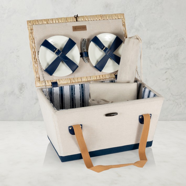 Boardwalk Picnic Basket For 4, Beige | Williams Sonoma Boardwalk Picnic Basket For 4, Beige | Williams Sonoma