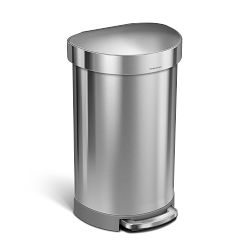 simplehuman™ 45 Liter Semi-Round Kitchen Step Trash Can, Brushed Stainless Steel