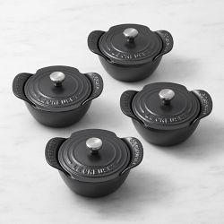 Le Creuset Gourmand Enameled Cast Iron Covered Cocotte 4-Piece Set, 1/3-Qt., Matte Black