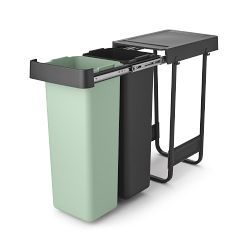 Brabantia Sort & Go In-Cabinet Bin, 2 x 8 Gallon (2 x 30L) Dark Gray & Jade green