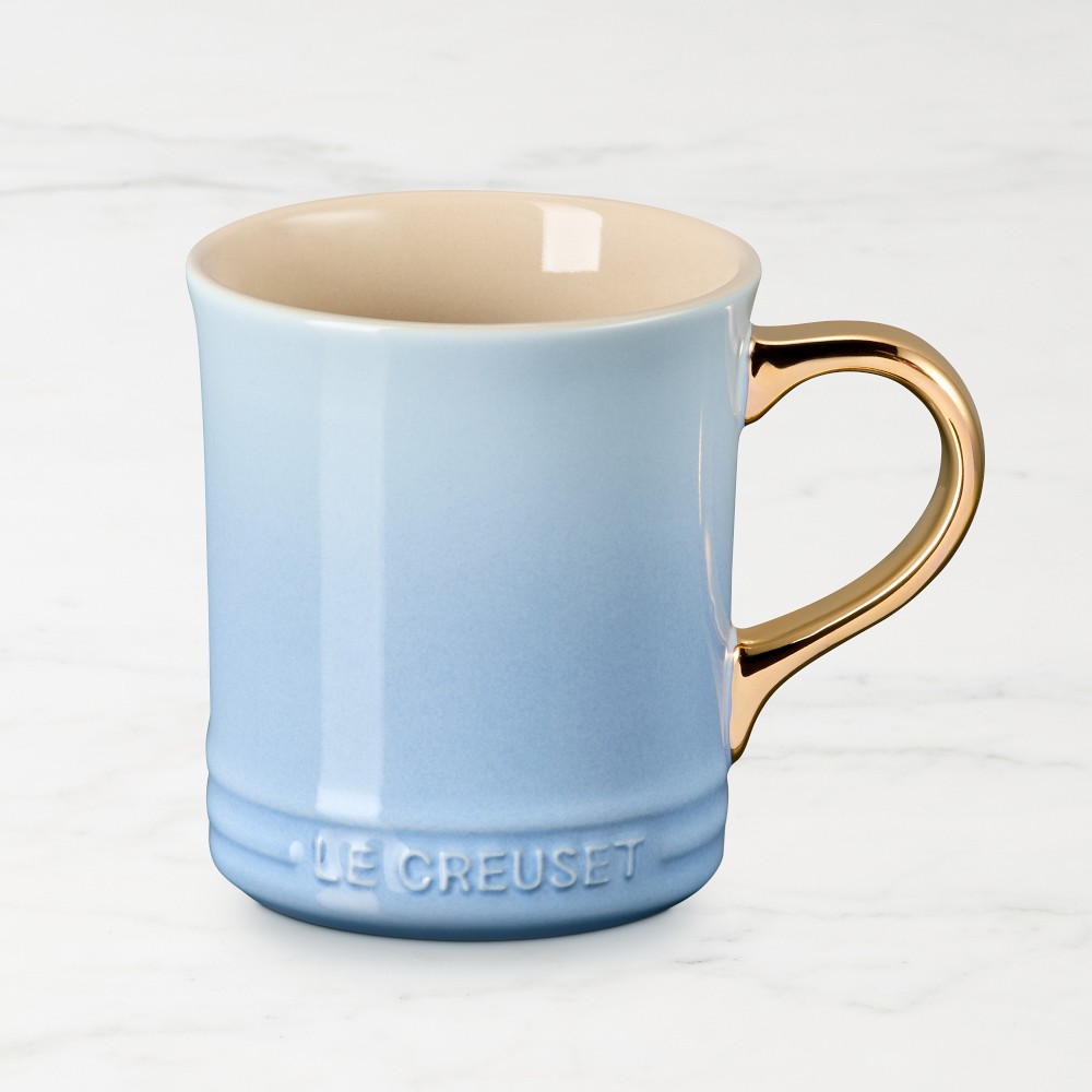 Le Creuset Gold Metallic Mugs Coastal Blue