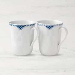 Royal Copenhagen Blue Fluted Mugs, Set of 2