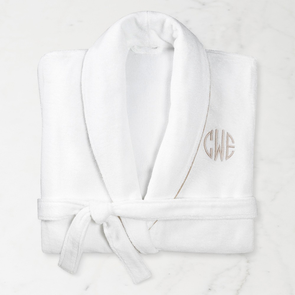 Chambers® Hydrocotton Robe with Piping, Taupe - Medium, Taupe
