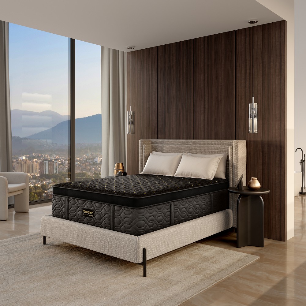 Bedroom with Beautyrest Black Series Four Hybrid mattress