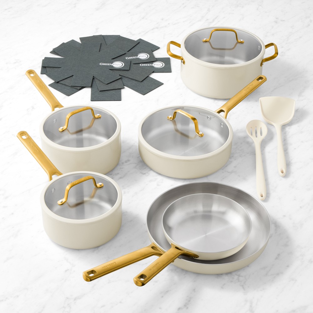 GreenPan™ Reserve Pro Stainless-Steel Color Series 10-Piece Cookware Set - Cream