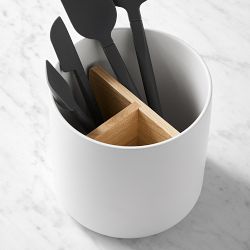 Hold Everything Ceramic Stoneware Partioned Utensil Holder