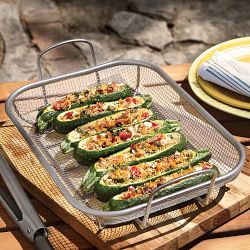 Outdoor Stainless-Steel Mesh Roasting Basket Grill Pan