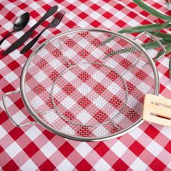Outdoor Stainless-Steel Mesh Round Grill Basket
