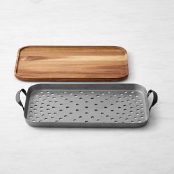 Williams Sonoma Outdoor Stainless-Steel Rectangular Roaster with Trivet