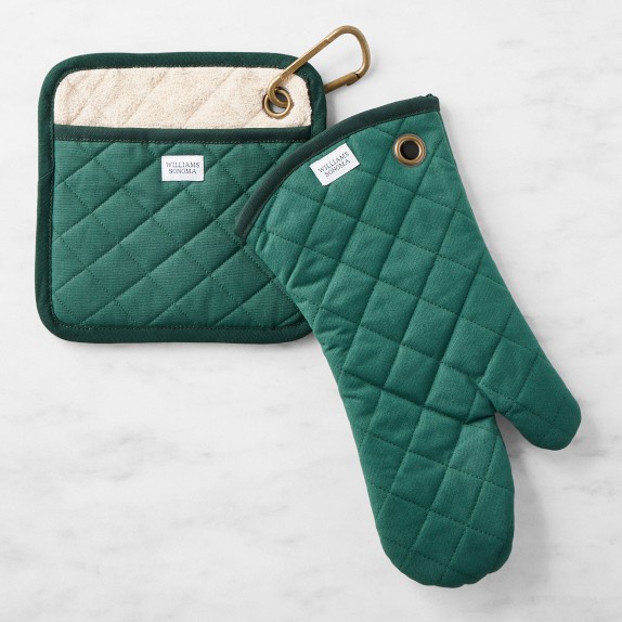 Williams Sonoma キッチンタオルとオーブンミットセット Grilling Oven Mitt & Potholder Set | Williams Sonoma