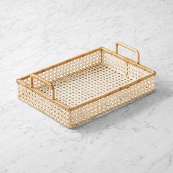Two Tone Rattan Rectangular Tray, Small