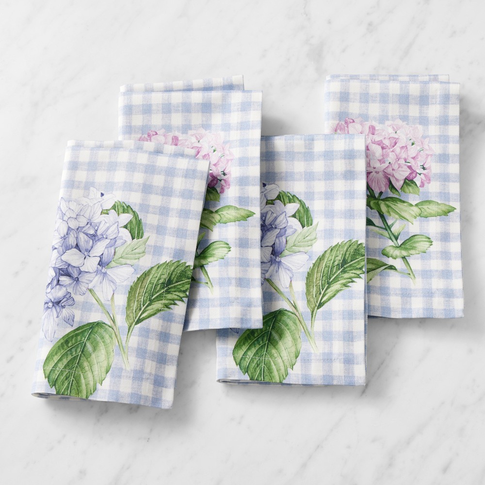 Hydrangea Gingham Napkins, Set of 4 - Set of 4